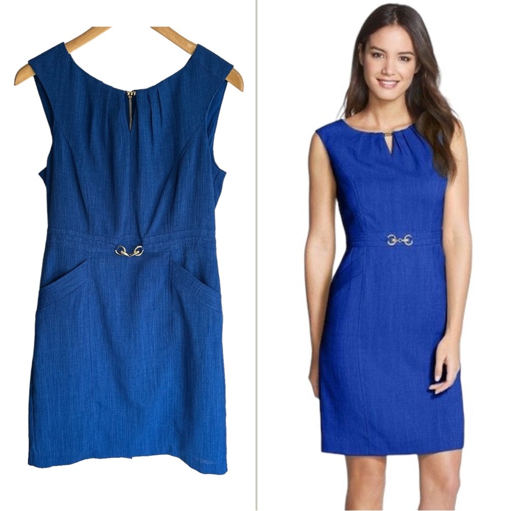 Ellen Tracy Kenya Embellished Woven Sheath Dress Size 6P